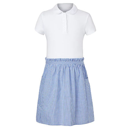 girls blue gingham school dress