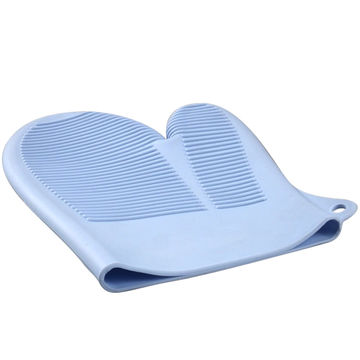 Blue- Silicone Oven Mitt, Heat Resistant Pot Holders, Flexible Oven Gloves, 1 Pair Heart Pattern