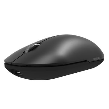 DELUX 2.4GHz+Bluetooth 5.0 Dual-Mode Wiederaufladbare Kabellose Maus für Laptop USB+Type-C Empfänger