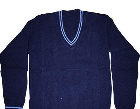 blue uniform sweater