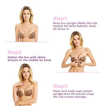 Adhesive Bra Strapless Sticky Reusable Invisible Push up Wing-Shape  Silicone Bra for Backless Dress