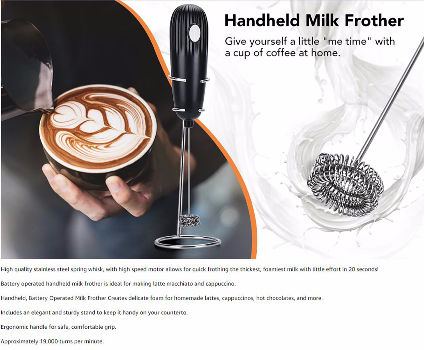 Ultra High Speed Motor 19000 Rpm Milk Frother With Double Whisk And Stand  For