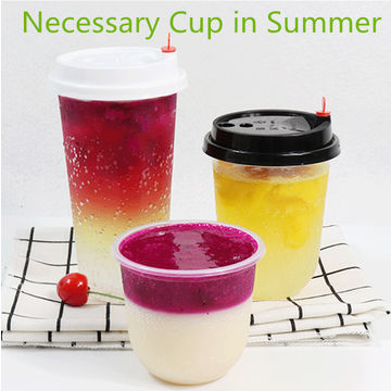 Factory price clear pp plastic disposable cups with lids 500ml