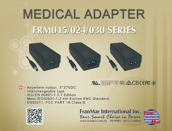 3.1 Safety and 4.0 EMC Standard Medical Adapter with 12V Output Voltage ...
