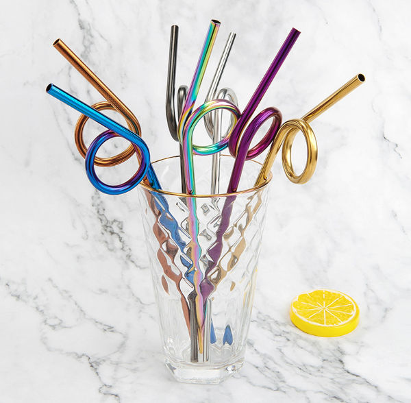 Rainbow Color Reusable Metal Straws Set with Cleaner Brush 304 Stainless  Steel Drinking Straw Milk Drinkware Bar Party Accessory