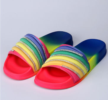 rainbow colored flip flops