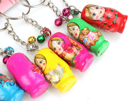 Car Key Chains Wooden Russian Dolls Matryoshka Key Rings for Women Girls