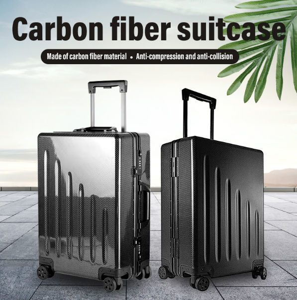 Luxury carbon fiber hard shell luggage case suitcase boarding case