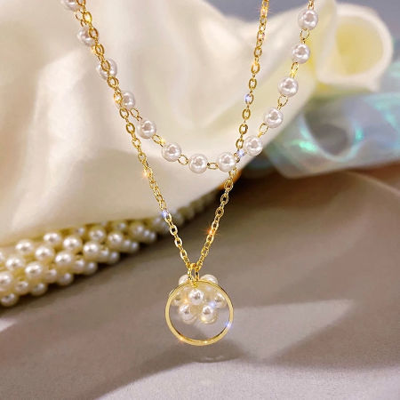 Gold Pearl Pendant Necklace for Women and Girls, Large Gold Pearl Pendant  Necklace for Women, Ladies Gold Necklace With a White Faux Pearl 