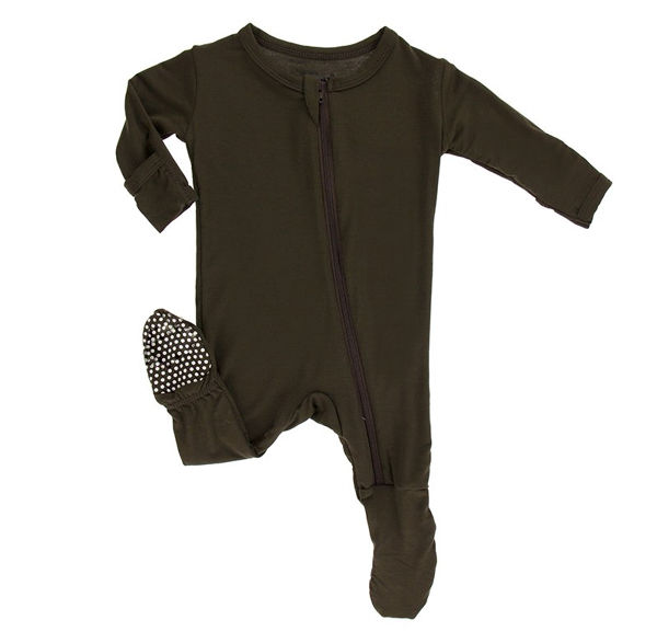 Bamboo Soft newborn footies with paws for baby boy romper black, infant