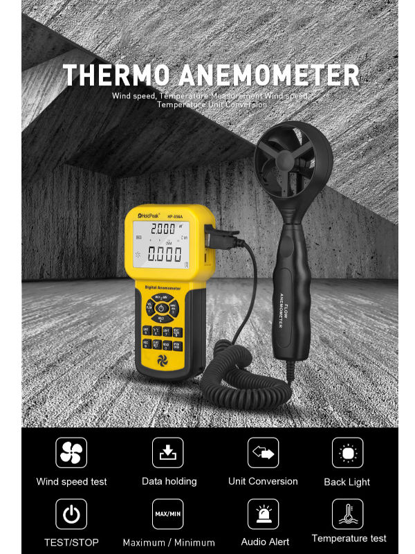 Details about   Digital Wind Speed Air Volume Meter Handheld Anemometer USB with Data Logger 