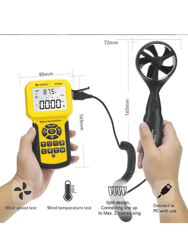 China Digital Wind Speed Air Volume Meter Anemometer USB/Handheld with