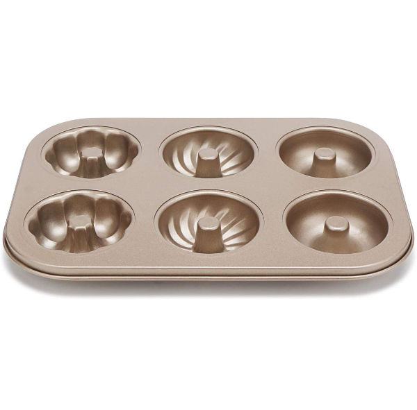 Makes Individual Full-Sized Donuts or Baked Treats 6-Cavity Doughnut Baking Pan Mini Non-Stick Donut Baking Pans Home DIY Tool High-carbon Stainless Steel Donut Mold Baking Pan