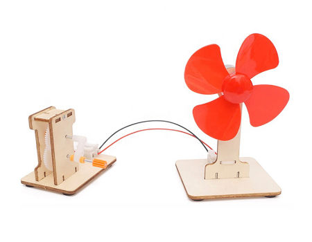 China Wood material STEM science educational DIY toy hand crank power ...