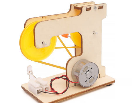 China Wood material STEM science educational DIY toy hand crank power ...