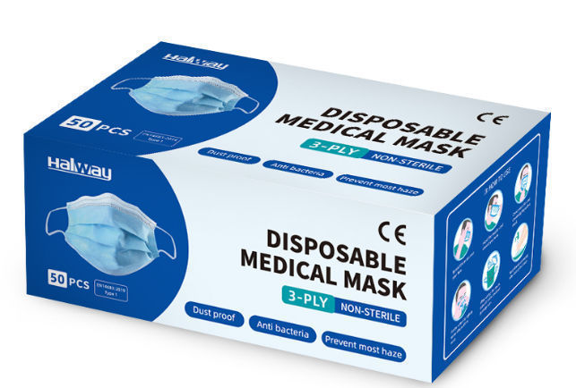Thick 3Ply Disposable Face No Breathing Valve 50 Pieces Dust Protection FDA certific 