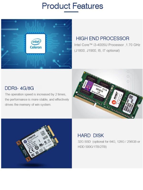 15" Inter Core I3 All In One Touch Screen LAN POS Terminal Linux