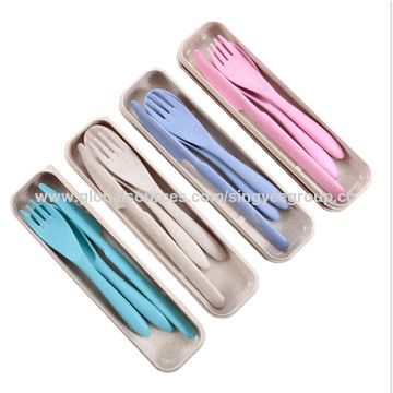 Buy Wholesale China Wheat Cutlery Set Plastic Cutlery Box Knife