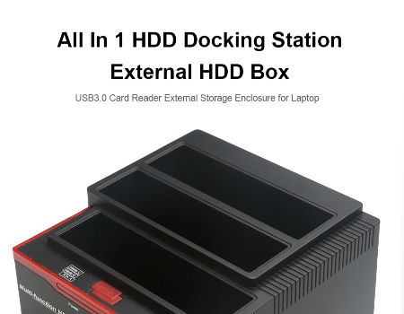 All In 1 HDD Docking Station External HDD Box USB3.0 Card Reader 