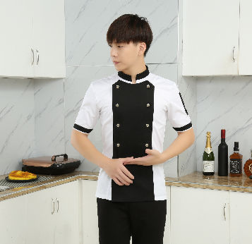 Chef Jacket Uniform Short Sleeve Hotel Kitchen Apparel Cook Coat 5 Colors 