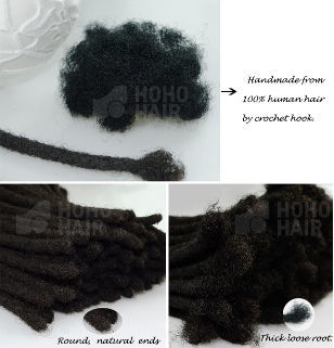 Dread Locks 100% Handmade Human Hair Extensions Afro Kinky Curly