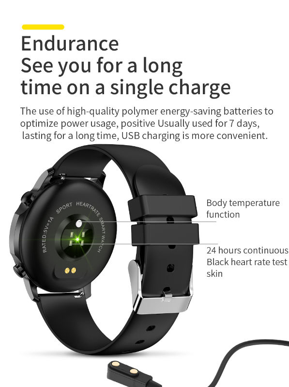 China 1.3" 360*360 Resolution IPS Full Touch Temperature heart rate blood pressure smart watches