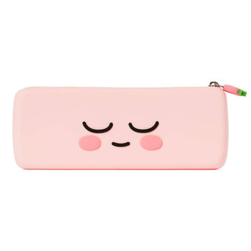 Silicone Solid Color Soft Pencil Case Creative Large Capacity Stationery  Bag Pink Silicone