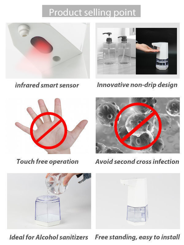 360ml Automatic soap dispenser ,CE FCC RoHS Certificate, spray