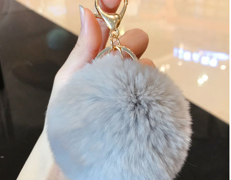 Fluffy 2 Pack Keychain Puff Ball Pom Pom Style Faux Fur Fashion Accessories