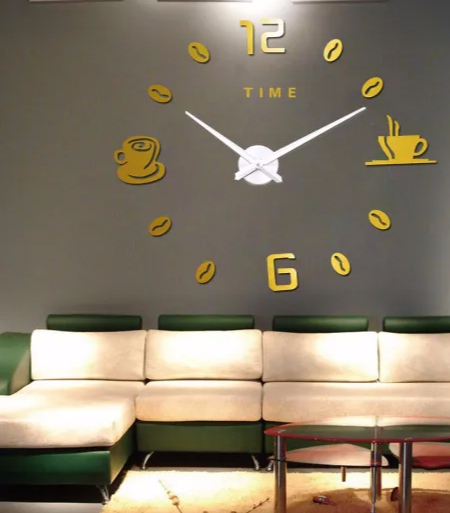 China Arabic Digital Coffee Cups Self-adhesive Stickers Kitchen Modern Big Clock