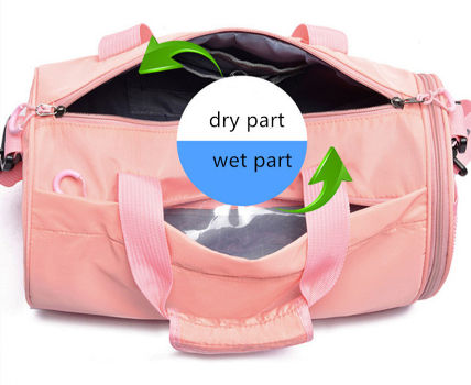 light pink duffle bag