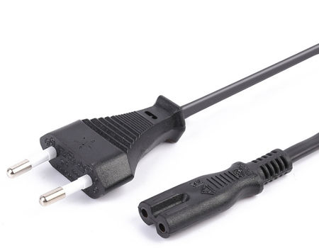 White EU 2-Prong VDE Plug Power line Laptop AC Adapter Power Cord Cable Lead 2 Pin Black 1.5m Wholesale 