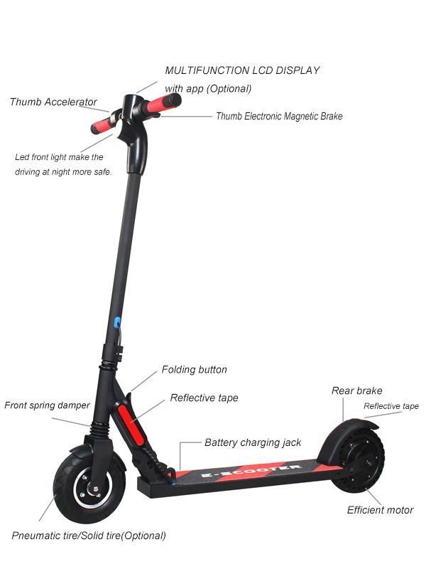 Electric Scooter 8inch Stable and firm folding mechanism, it won't ...