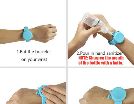 Portable Silicone Soap Gel Bracelet Wristband Hand Dispenser Band Squeeze Bottle 