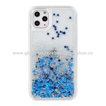 Beautiful Bling Blue Star Waterfall Quicksand Liquid Glitter Phone