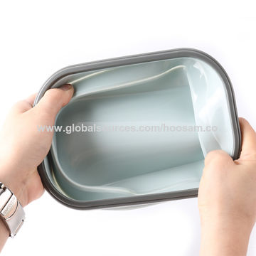 Buy Wholesale China Food Grade Microwavable Telescopic Collapsable Rubber Silicone  Lunch Box 500ml Foldable Food Storage Containers Custom Logo & Silicone  Lunch Box at USD 1.19