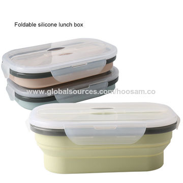 Buy Wholesale China Food Grade Microwavable Telescopic Collapsable Rubber  Silicone Lunch Box 500ml Foldable Food Storage Containers Custom Logo &  Silicone Lunch Box at USD 1.19