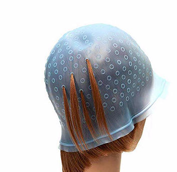 Healifty Reusable silicone salon hair cap with hook needle elastic highlighting dye cap hair color styling tools White 