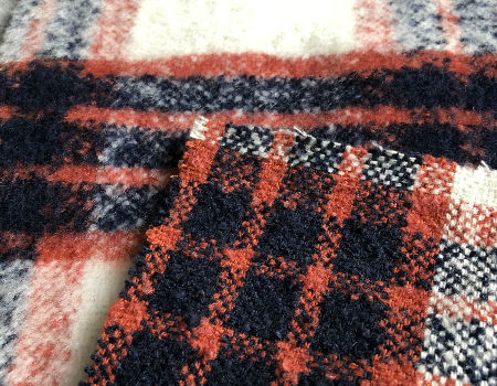 Plaid Check Jacquard Knit Boiled Wool Fabric, Woolen Cloth Fabric
