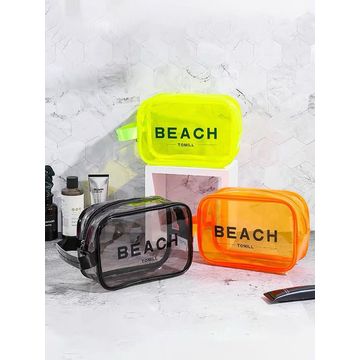 Lot De 3 Trousses De Toilette Transparentes étanches - PVC, Fermeture éclair, Pour Voyage Et Rangement