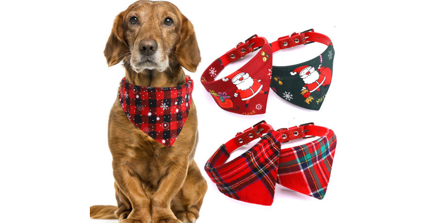 Segarty Dog Bandanas Scarfs Accessories for Small to Large Dogs Cats Pets 4PCS Triangle Bibs Reversible Plaid Printing Dog Kerchief Set 