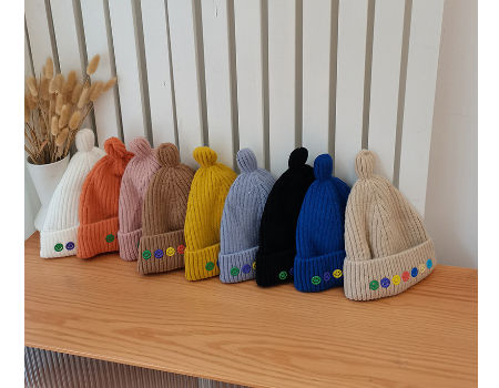 Knitted Wool Hat Woman Solid Color 