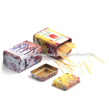 China Car toothpick cans bamboo picks tin cans four-color optional with ...