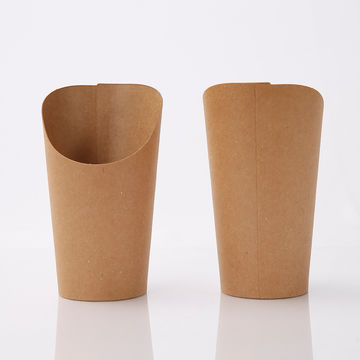 China Disposable single wall Kraft custom packing paper french fry cup ...