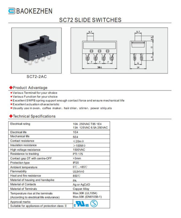 Waterproof 4 Position Slide Switch 6 Pin Slide Door Switches, Slide 