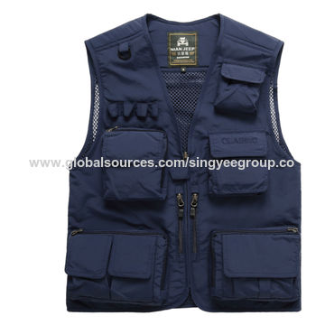 Factory Direct High Quality China Wholesale Men's Outdoor Multi-pocket  Fishing Photography Vest Advertising Large Size Vest Processing Customiza  $5 from Fujian Singyee Group Co. Ltd