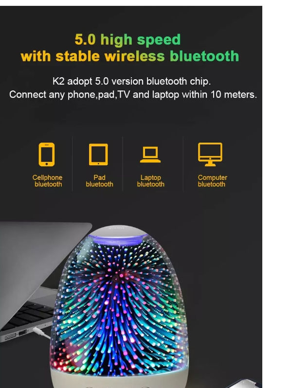 China Led colorful light wireless speaker touch light mini portable ...