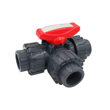 China Hot Sale PN63 DN15 Plastic 3way 3 Way Ball Valve PVC on Global ...