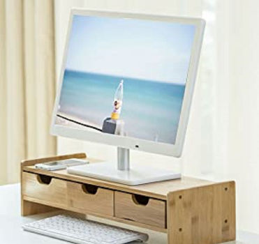 Bamboo 2-Tier Monitor Stand Riser with Adjustable buy Storage