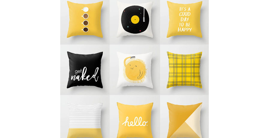 yellow throws and pillows